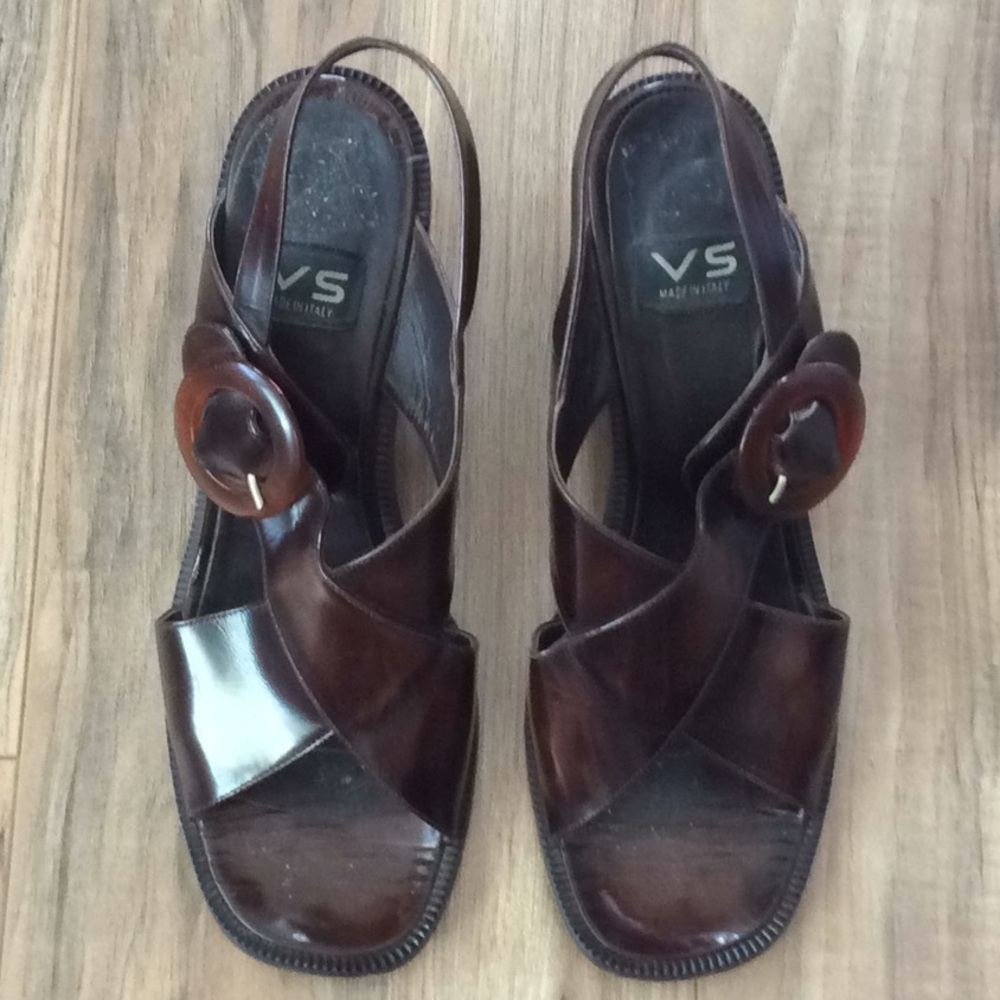 Via Spiga Brown Glossy Leather Sandals 8,5